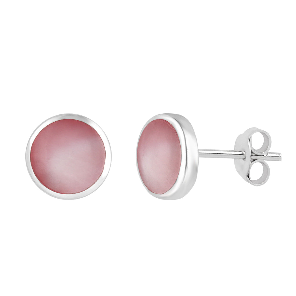 Bella Donna Silver & Pink Mother of Pearl Heart Studs