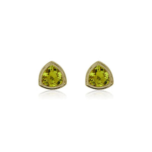 9ct Yellow Gold Trinity Peridot Stud Earrings