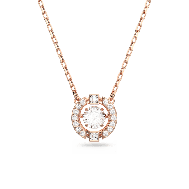 Una Necklace Round Cut White Rose-Gold-Tone Plated – Silvermoon