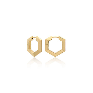 Gold Plated Bevelled Hexagon Hoop Earrings
