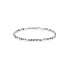 Silver Pink And White Tennis Bracelet