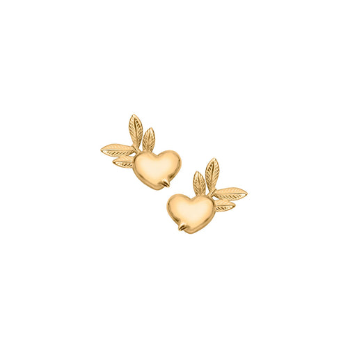 9ct Yellow Gold Pixie Heart Studs