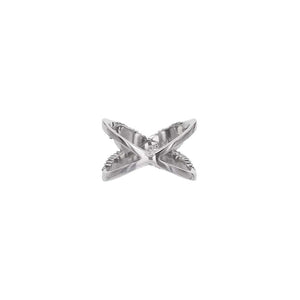 Silver Rocksteady Feather Kiss Cross Ring