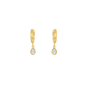 Gold Plated Lexi Huggie Earrings - Clear