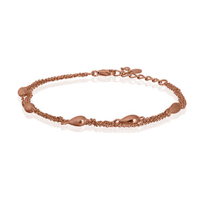 Silver and Rose Gold Plated Multi Chain Droplet Bracelet