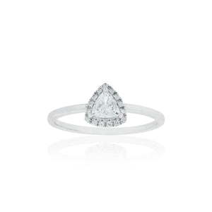 18ct White Gold Trillion Diamond Halo Ring