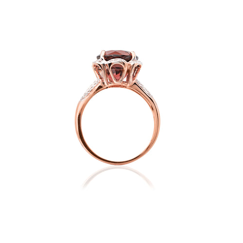 18ct Rose Gold Tourmaline & Diamond Flower Dress Ring