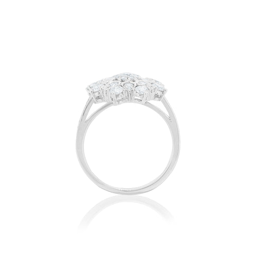18ct White Gold Flower Diamond Cluster Ring