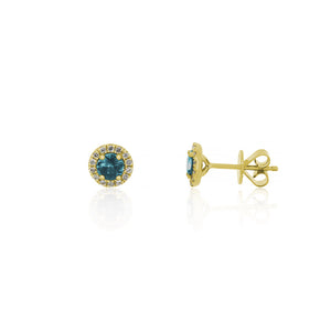 18ct Yellow Gold Marilee Montana Sapphire Diamond Stud Earrings