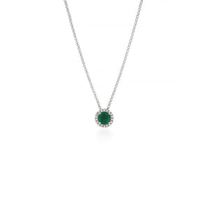 9ct White Gold Milani Emerald Diamond Pendant