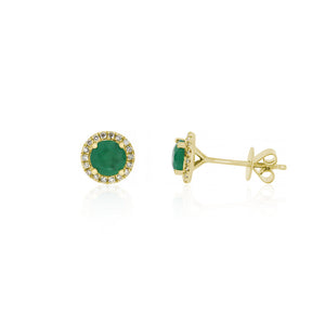 9ct Yellow Gold Milani Emerald Diamond Stud Earring