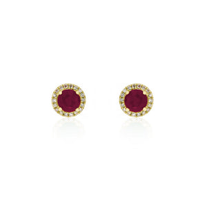 9ct Yellow Gold Milani Ruby Diamond Stud Earring