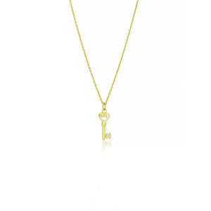 Gold Plated Love Heart Key Necklace