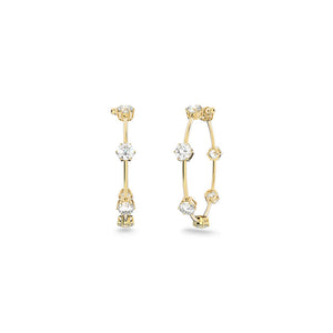 Constella hoop earrings White Shiny gold-tone plated