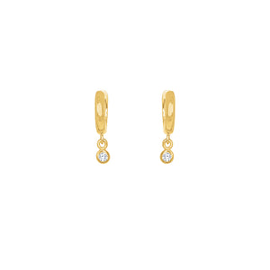 Gold Plated Maia Cz Huggie Drop Earrings