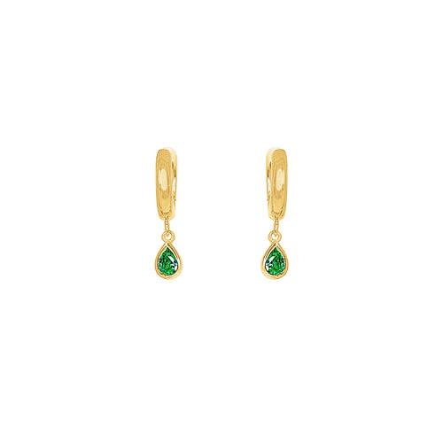 Gold Plated Lexi Huggie Earrings - Green
