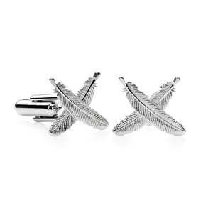 Silver Feather Kisses Cufflinks