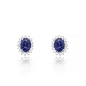 18ct White Gold Adele Sapphire Diamond Stud Earrings