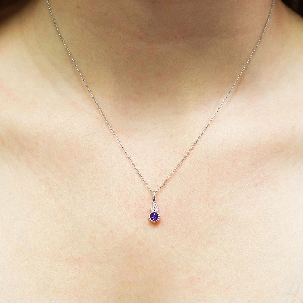 White gold sale and amethyst necklace