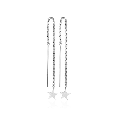 Silver Stargazers Thread Earrings