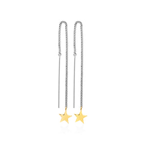 9ct Yellow Gold & Silver Stargazers Thread Earrings
