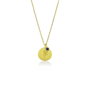Gold Plated Birth Flower Necklace - June