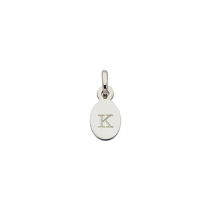 Silver K Oval Letter Charm