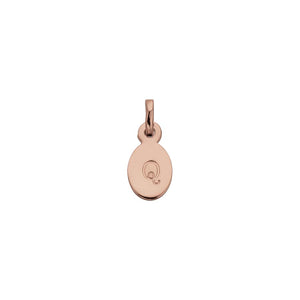 18ct Rose Gold Vermeil Plated Q Oval Letter Charm