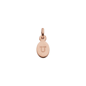 18ct Rose Gold Vermeil Plated U Oval Letter Charm