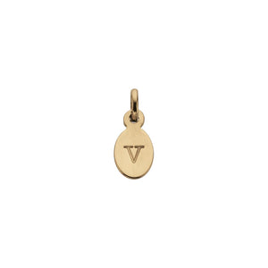 18ct Gold Plated Vermeil V Oval Letter Charm