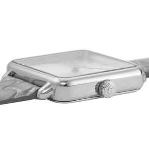 La Tetragone Silver / Soft Grey Alligator Watch