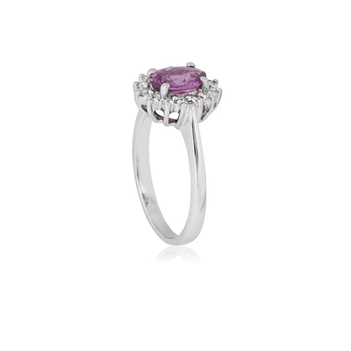 Platinum Pink Sapphire and Diamond Ring