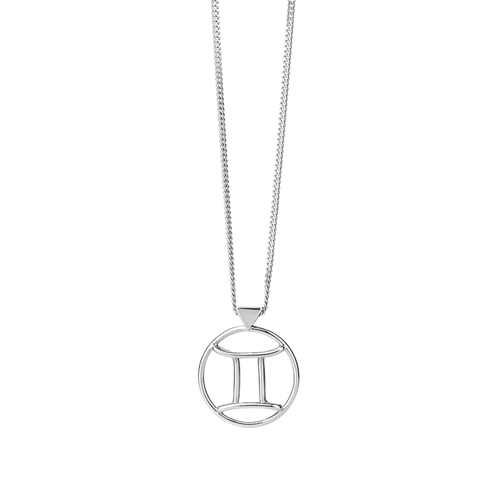 Silver Gemini Zodiac Necklace Modern Design