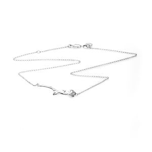 Silver Rose Bar Necklace