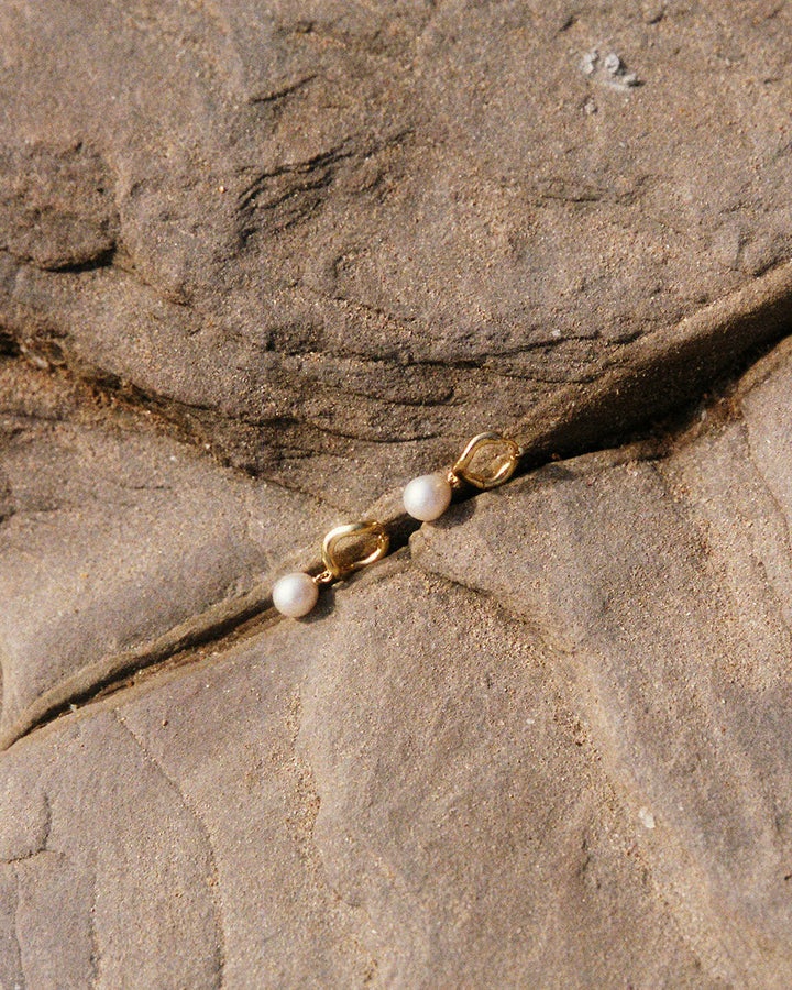 Kirstin Ash Maris Pearl Hoops 18ct Gold Plated