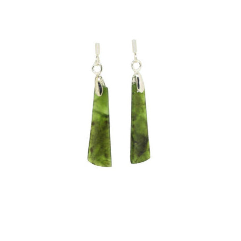 New Zealand Greenstone Drop Earrings 30mm (Fine)