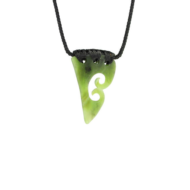 New Zealand Greenstone Lashed Niho/Tooth With Double Koru 40mm