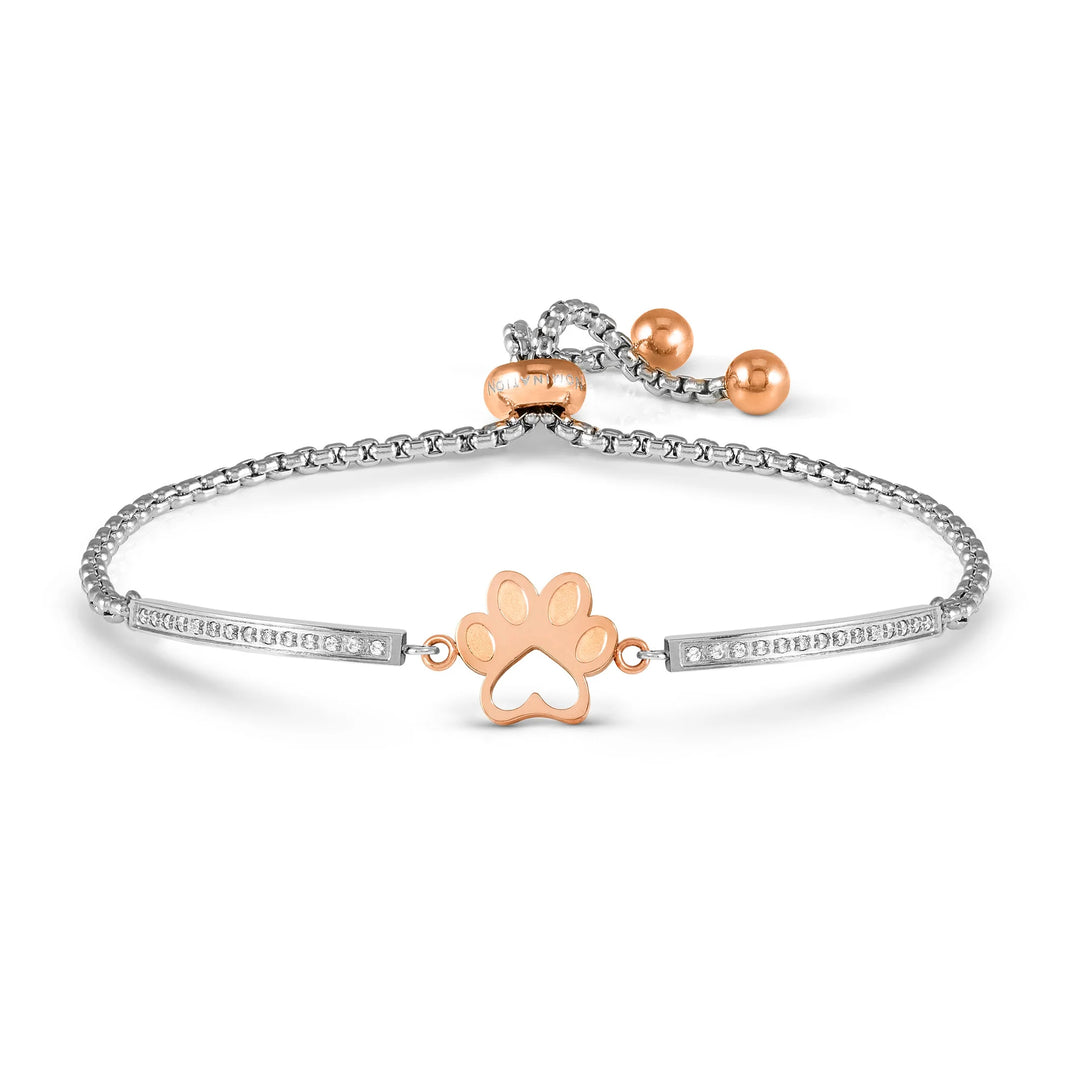 Nomination Milleluci Refined Bracelet in Stainless Steel & CZ Rose Gold Pawprint