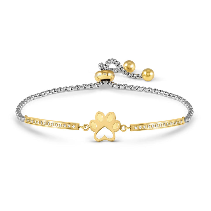 Nomination Milleluci Refined Bracelet in Stainless Steel & CZ Gold Pawprint