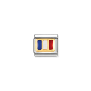 COMPOSABLE CLASSIC LINK 030234/05 FRANCE FLAG IN 18K GOLD AND ENAMEL