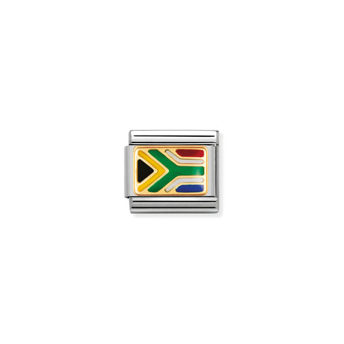 COMPOSABLE CLASSIC LINK 030237/03 SOUTH AFRICA FLAG IN 18K GOLD AND ENAMEL