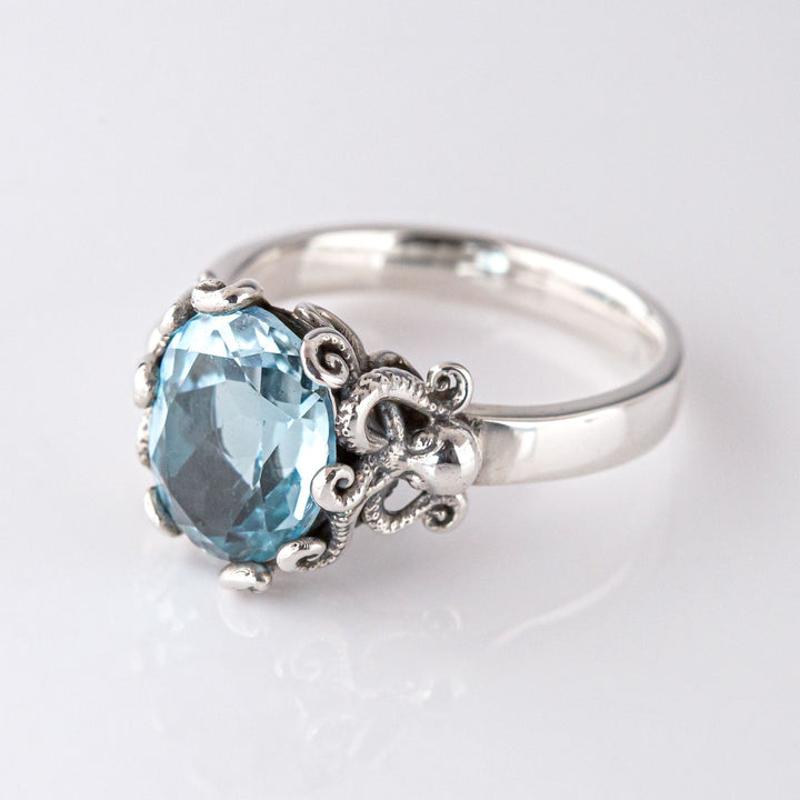 Nick Von K Sterling Silver with Topaz Twin Octopus Ring