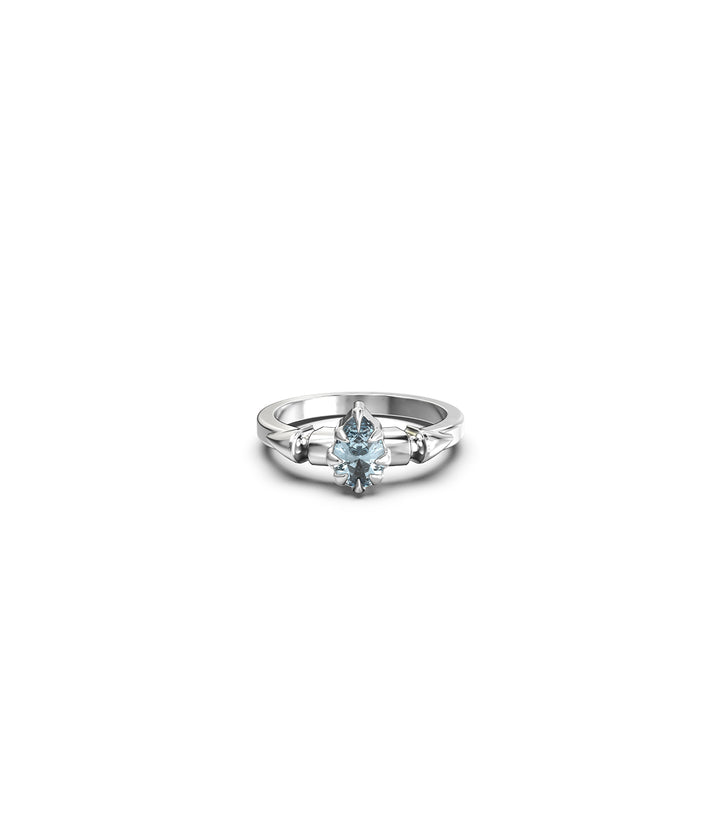 Stolen Silver Precious Punk Droplet Ring - Sky Topaz