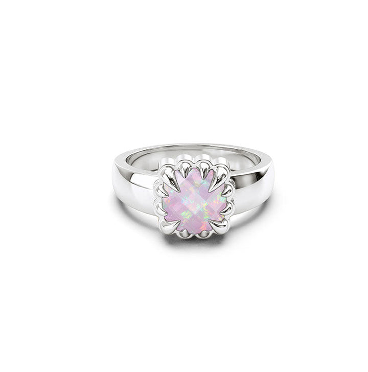 Stolen Silver Baby Claw Ring - Pink Bello Opal
