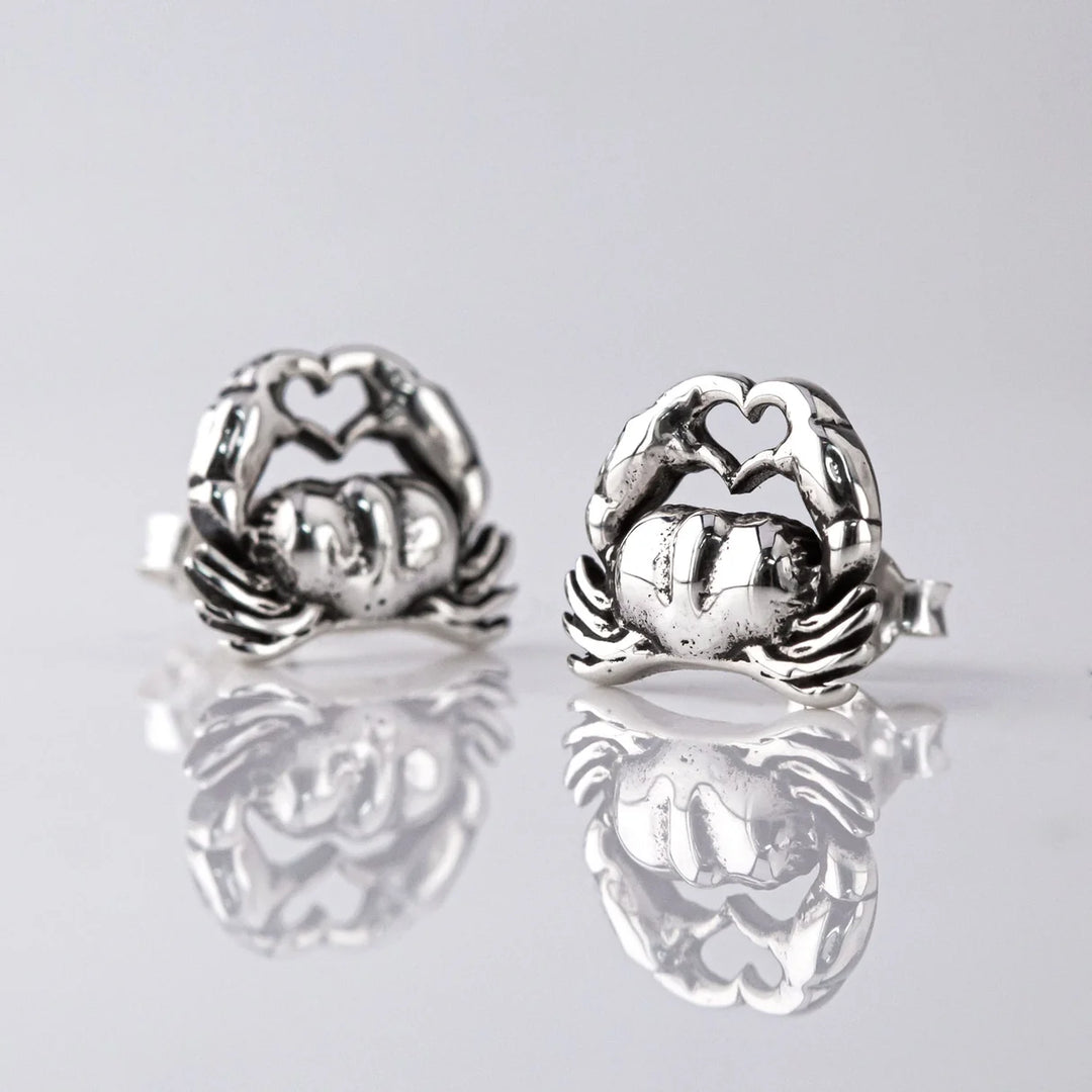 Nick Von K Sterling Silver Crab Romance Stud Earrings