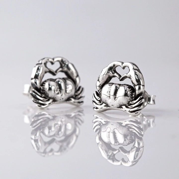Nick Von K Sterling Silver Crab Romance Stud Earrings