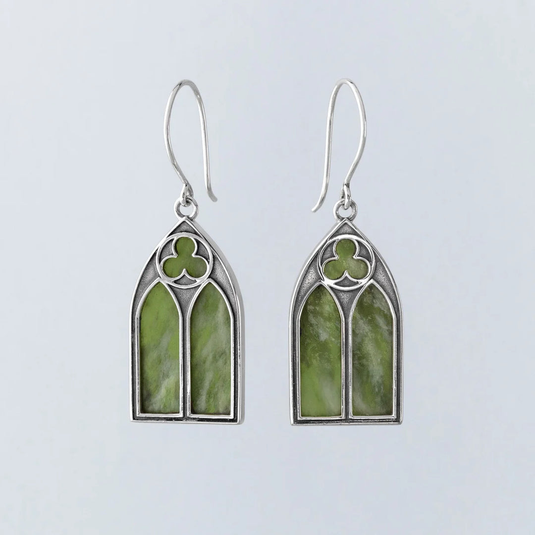 Nick Von K Sterling Silver with Pounamu Gothic Earrings