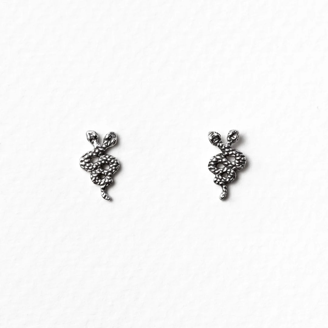 Nick Von K Sterling Silver Double Headed Snake Stud Earrings