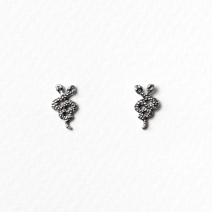 Nick Von K Sterling Silver Double Headed Snake Stud Earrings