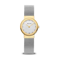 Bering Classic 26mm Gold Silver Milanese Strap Watch